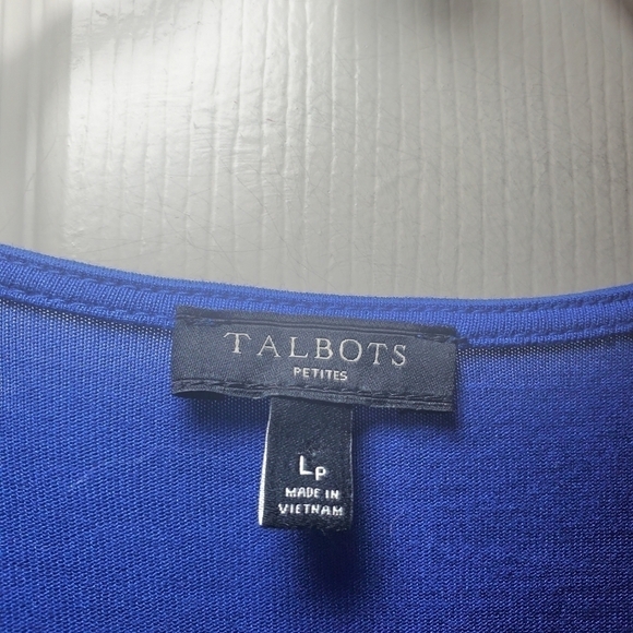 Talbots Scoop Neck Knit Top Cobalt Blue Size LP - Picture 9 of 10